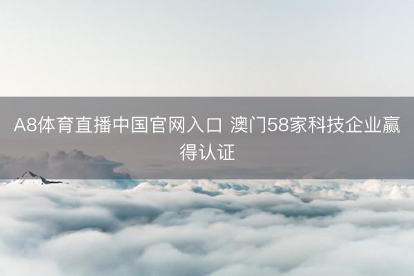 A8体育直播中国官网入口 澳门58家科技企业赢得认证