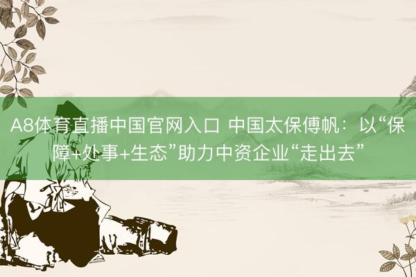 A8体育直播中国官网入口 中国太保傅帆：以“保障+处事+生态”助力中资企业“走出去”
