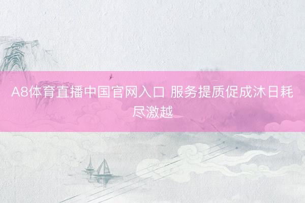 A8体育直播中国官网入口 服务提质促成沐日耗尽激越