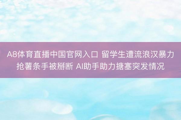 A8体育直播中国官网入口 留学生遭流浪汉暴力抢薯条手被掰断 AI助手助力搪塞突发情况