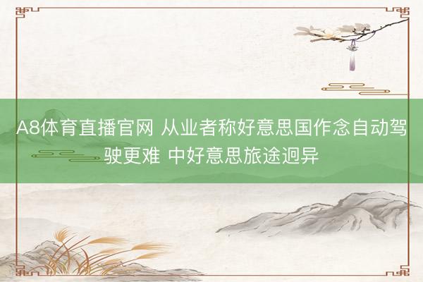A8体育直播官网 从业者称好意思国作念自动驾驶更难 中好意思旅途迥异