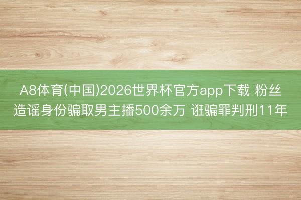 A8体育(中国)2026世界杯官方app下载 粉丝造谣身份骗取男主播500余万 诳骗罪判刑11年