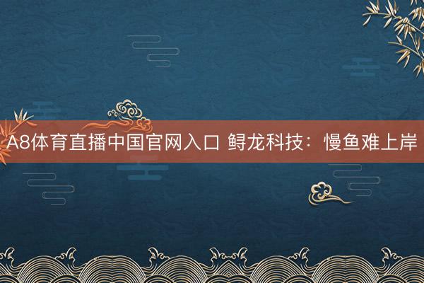 A8体育直播中国官网入口 鲟龙科技：慢鱼难上岸