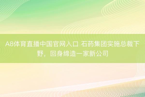 A8体育直播中国官网入口 石药集团实施总裁下野，回身缔造一家新公司