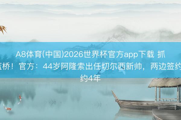 A8体育(中国)2026世界杯官方app下载 抓鞭蓝桥！官方：44岁阿隆索出任切尔西新帅，两边签约4年