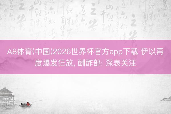 A8体育(中国)2026世界杯官方app下载 伊以再度爆发狂放， 酬酢部: 深表关注