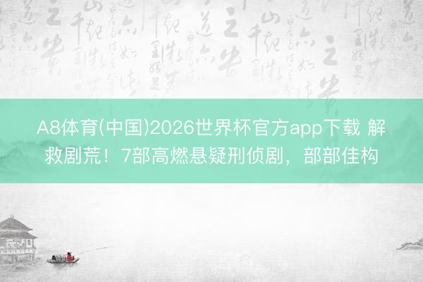 A8体育(中国)2026世界杯官方app下载 解救剧荒！7部高燃悬疑刑侦剧，部部佳构